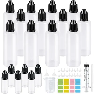 Flüssigkeitsflaschen 120ml, 12 Stk. + 6 Tropfflaschen 10ml