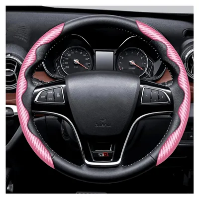 Produktbild von Kohlfaser Segmentierter Lenkradschutz für Auto, Ultra Dünn Anti-Rutsch Synthetik Leder Lenkradhüllen, Universal Auto Lenkradbezug, rutschfest(Rosa)