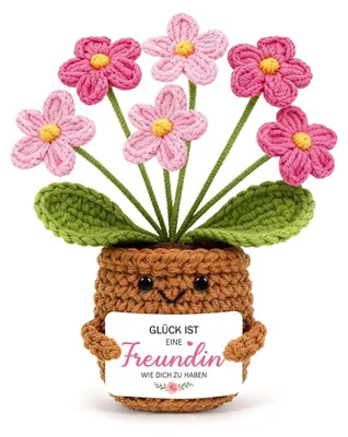 Häkelblume Glücksbringer – Pocket Hug für Freundin, rosa