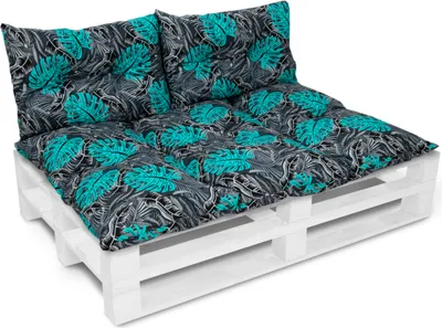 Produktbild von Amilian Palettenkissen SET Gartenkissen mit Rückenkissen Bankauflage Kissen Sitzpolster für Europaletten Sitzkissen: 80x120cm + 2 x40x60cm