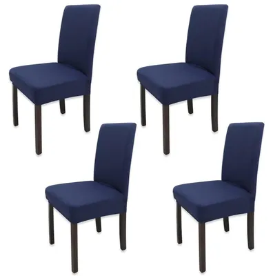 Productafbeelding van Esszimmer stoelhoesjes, 4 stuks, marineblauw, afneembaar, wasbaar, elastisch