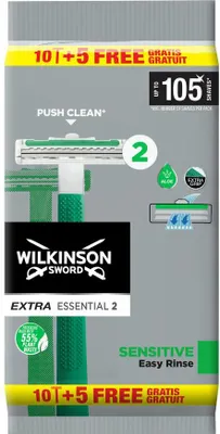 Image de Rasoir jetable Wilkinson Extra Essential 2 Sensitive Soft 15 lames - 1 pièce