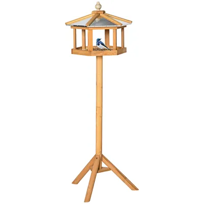 Immagine prodotto di Casetta per uccelli "Vogelvilla" con supporto e tetto in zinco, dimensioni 113x40x40 cm, resistente alle intemperie (legno naturale)