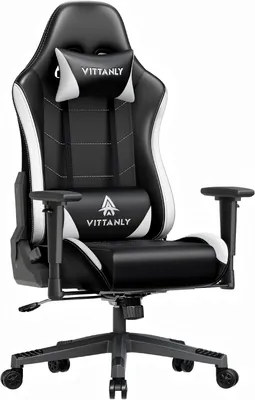 Produktbild von Vittanly Gaming Stuhl, Ergonomischer Gaming Chair Gamer Stuhl mit Kopfstütze und Lendenkissen, Höhenverstellbarer Drehbarer Gaming Sessel Bürostuhl mit 90-165° Rückenlehne einstellbar 150 kg, Grau
