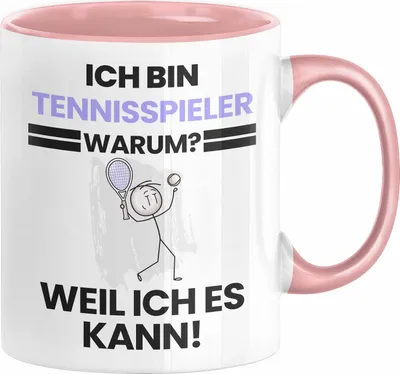 Produktbild von Tennisspieler Geschenk Tasse Lustiger Spruch Ich Bin Tennisspieler Warum Weil Ich Es Kann Geschenkidee Bester Tennisspieler Geburtstag Kaffee-Becher (Rosa)