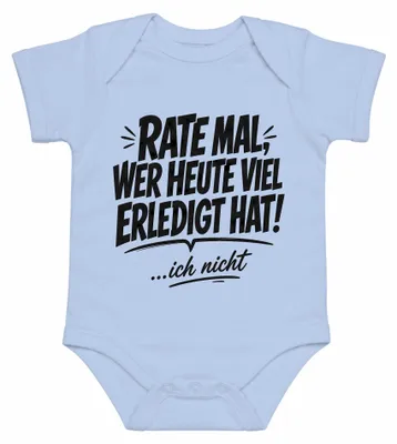 Productafbeelding van Wie heeft er vandaag veel gedaan? (Geen uitspraak/commentaar) Sarcasme. Babyromper, lichtblauw, maat 12/18
