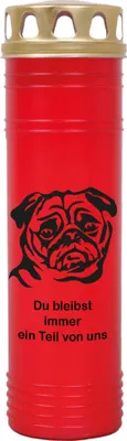 Produktbild von Grabkerze Rot, Brenndauer: 170 Stunden ( 7 Tage ), Motiv: Mops
