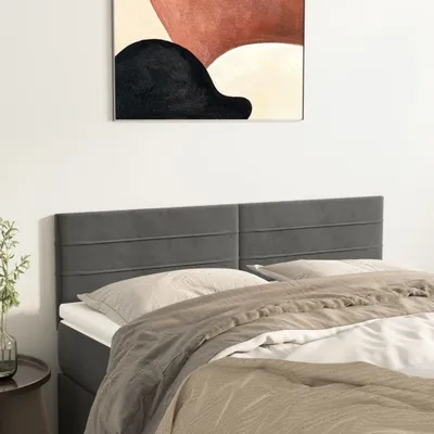 Produktbild von The Living Store Kopfteile 2 Stk. Dunkelgrau 72x5x78/88 cm Samt