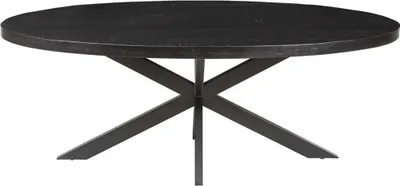 Image de Table à manger ovale BOURGIA en bois massif de Mangolia noir, idéal pour une salle a manger conviviale