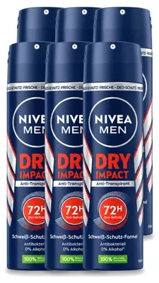 Immagine prodotto di 6 x NIVEA MEN Dry Impact, deodorante spray - 150 ml - confezione - 6 pezzi