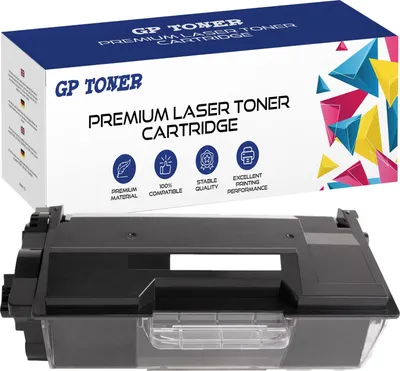 A product shot of a toner cartridge and its packaging, presented on a white background.
