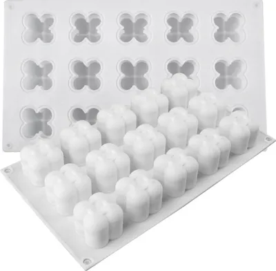 Produktbild von 2 Stück Silikon-Backform mit 15 Vertiefungen für Mousse-Kuchen, Silikon-Kerzenform, französische Dessertform für Gebäck, Schokolade, Pudding, Gelee, Käsekuchen, Eiscreme
