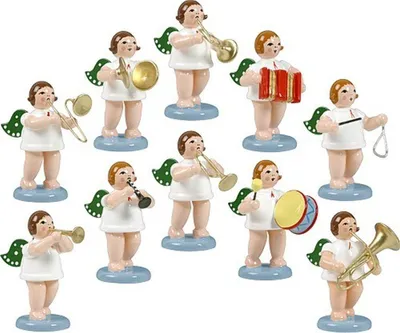 Produktbild von Holzfigur Engelmusikanten 10-teilig und Krone Höhe 6cm NEU