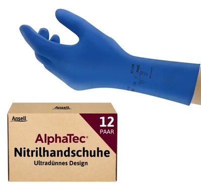 Produktbild von Ansell AlphaTec 87-245 Mehrzweckhandschuhe aus Latex, Chemikalienschutz, Lebensmittel Geeignet, Wiederverwendbare Gummihandschuhe, Hausputz, Haushalt