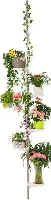 Produktbild von Famanu Pflanzenständer mit 7 Ebenen - Verstellbar 230–290 cm, Ivorweiß