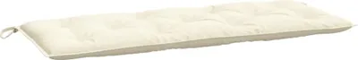 A cream-colored bench cushion on a white background.