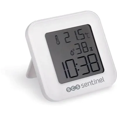 Produktbild von Thermometer-Hygrometer – SCS SENTINEL – ThermoHygro – Innenbereich – Anzeige von Uhrzeit, Alarm, Luftfeuchtigkeit und Temperatur