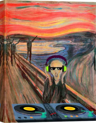 Obrázok produktu pre Výtlačky na plátno Pop Art - Matt Spencer - Munch the DJ - 100 x 70 cm