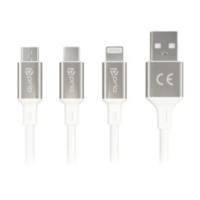 Image de prio Câble 3in1 Micro USB & USB C & Lightning vers USB A 3A 0.6m blanc