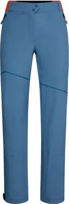 Orizon Pant W von La Sportiva; Damen Softshellhose in Blau mit orangefarbenen Akzenten.
