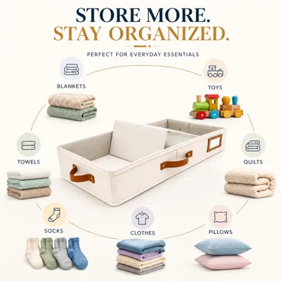 Immagine prodotto di Contenitori piatti con coperchio, dimensioni 83,8 x 43,2 x 11,4 cm, set da 2, ideali da riporre sotto il letto