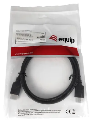 Produktbild von Equip HDMI High Speed Kabel, 1080P, 1.8 m, Schwarz, 1,8 m, HDMI Typ A (Standard), HDMI Typ A (Standard), 10,2 Gbit/s, Schwarz