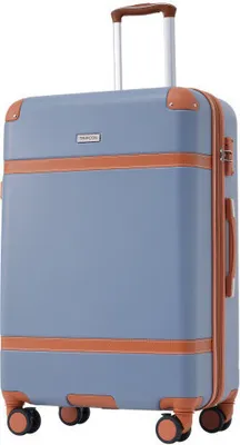 Productafbeelding van AIORBER Koffer, harde schaal, 24 inch, reiskoffer met trolley, druk- en slijtvast, ABS-materiaal, TSA-douane slot, 66x44x26,5 cm, blauw