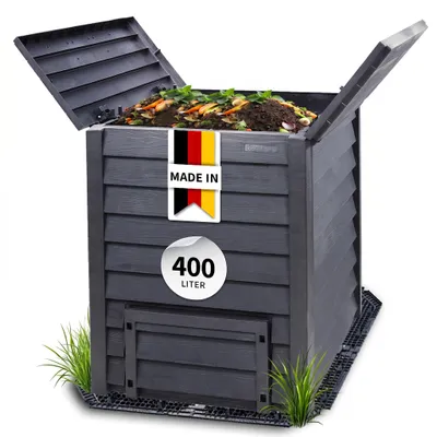Productafbeelding van GARANTIA THERMO-WOOD compostbak 400 L incl. bodemrooster antraciet-bruin, AI-gegenereerde afbeelding