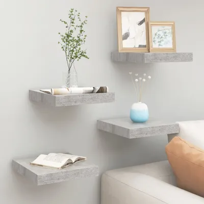 Produktbild von "2026 Promotion" Schweberegale 4 Stk. - Hohe Qualität - Betongrau 23x23,5x3,8 cm MDF - Wandregale CC13045