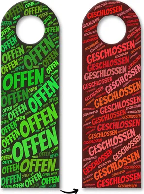 Produktbild von Offen - Geschlossen Türhänger mit Wortwolke in Grün und Rot