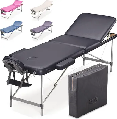 Image de Table de massage en aluminium - Lit de massage pliable - Esthétique et thérapie - Le plus léger du marché - 195 x 70 cm - Noir