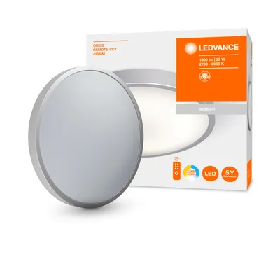 Image de Applique murale et plafonnier LED Ledvance Orbis argent rond Ø41cm 22W 1400lm 2700K-6500K CCT dimmable avec télécommande