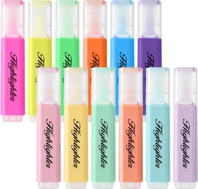 Produktbild von Pastell Textmarker 12 Stücke, Keilspitze, auf Wasserbasis, schnelltrocknend, für Studium