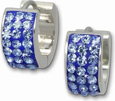 Produktbild von Amello Edelstahl Creolen Damen Zirkonia Ohrringe silber blau ESOS01H