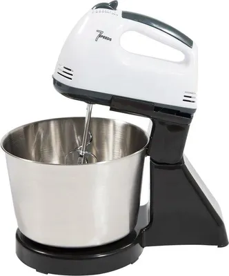 Obrázek produktu pro Kuchyňský mixér s nerezovými hnětači a krytem – 7 rychlostí – 100 W – výkonný motor – 16 cm x 16 cm x 27,5 cm