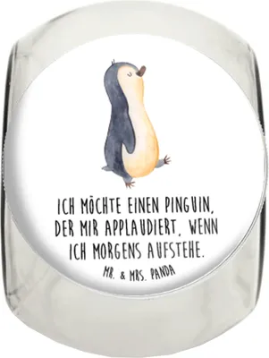 Produktbild von Mr. & Mrs. Panda Kaffeedose Pinguin marschieren XL 2000ml - Weiß - Geschenk, Bruder, Unausgeschlafen, Familie, Süßigkeiten Glas, gewürzglas, Aufstehen, Schwester