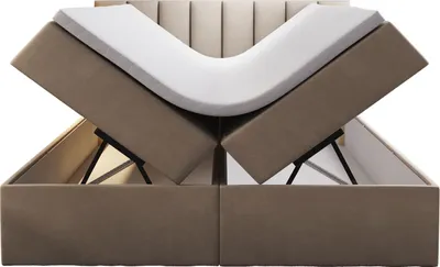 Zdjęcie produktu dla TRADA łóżko na sprężynach 140x200 Palermo z szufladami z materacem z topperem w komplecie łóżko tapicerowane Bonell H3 Beige
