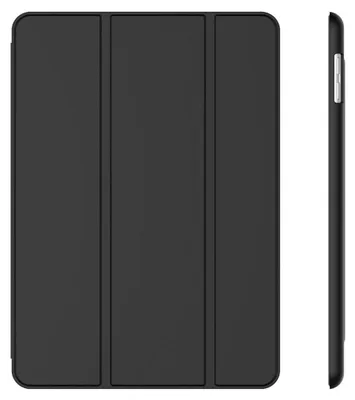 A black tablet case is shown from the front and side.