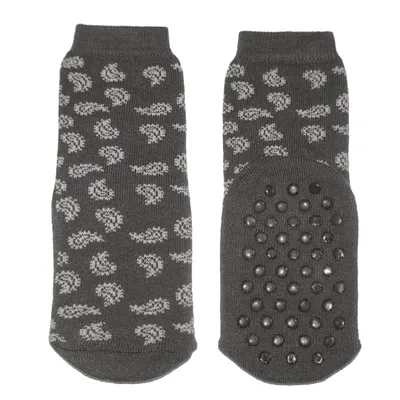 Produktbild von Kinder ABS-Socken aus Baumwolle Paisley Grau Größe 23-26