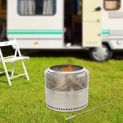 Obrázek produktu pro Ohniště – Venkovní krb – Ohnivá mísa – Ohnišťový koš – Přenosné ohniště – Nerezová ocel – Skládací konstrukce