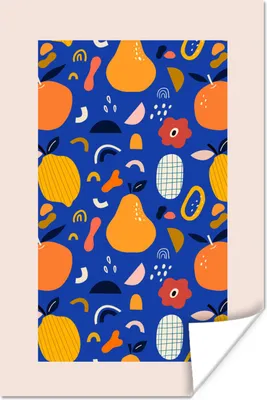 Produktbild von MuchoWow® Poster Zitrone - Birnen - Blume - Frucht - Abstrakt 80x120 cm - Papierdruck