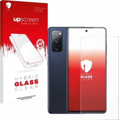 A product shot of a phone screen protector packaging and a smartphone.