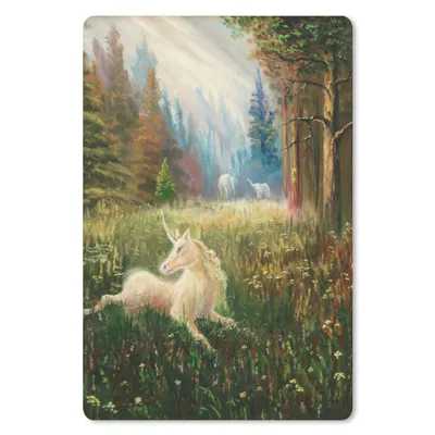 Produktbild von MuchoWow® Mauspad Mousepad Eine Illustration eines Einhorns im Wald - Mädchen - Kinder - Kinder 18x27 cm - Mousepads - Maus Mat - Pad - Mausunterlage