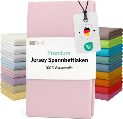 Produktbild von Mako Jersey Spannbettlaken 180x200 - 200x200 aus 100% Baumwolle Bettlaken Rosa
