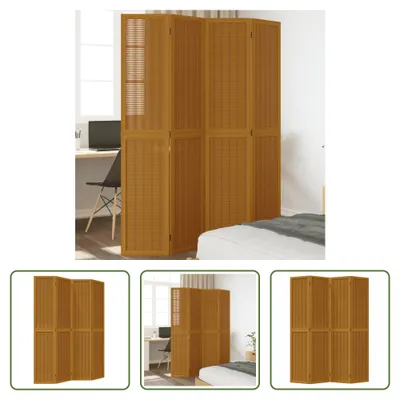 Produktbild von The Living Store 4-tlg. Raumteiler Braun Massivholz Paulownia