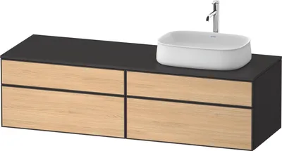 Image de Duravit Zencha Meuble sous-lavabo avec console, 1600x550mm, 2 tiroirs, 2 tiroirs, 1 découpe à droite, ZE4824, ZE4824R30800000