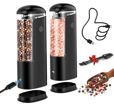 Elektrische Salz- und Pfeffermühle Set, USB-C, schwarz