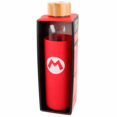Produktbild von Glasflasche mit Silikon - Super Mario (585 ml)