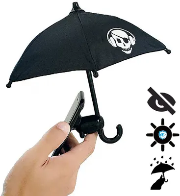 Produktbild von Handy-Regenschirm(Schwarz) für Sonnenschirm – Mini-Regenschirm für Handy mit universell verstellbarem Schweinchen-Saugnapf-Ständer, blendfreier Handy-Sonnenschutzhalter für den Außenbereich