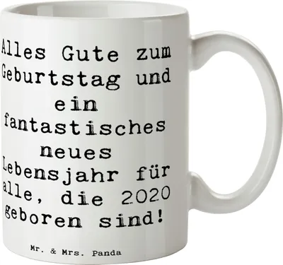 Produktbild von Mr. & Mrs. Panda Tasse Spruch 2020 Geburtstag Glückwünsche - Weiß - Geschenk, Kaffeebecher, Kaffeetasse, handgefertigt, Alter, Becher, Freunde, Geburtstagsgeschenk